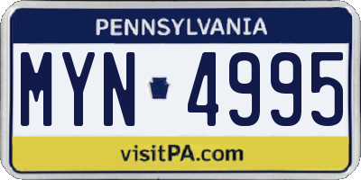 PA license plate MYN4995
