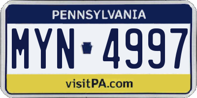 PA license plate MYN4997