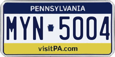 PA license plate MYN5004