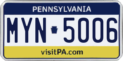 PA license plate MYN5006