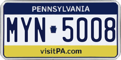 PA license plate MYN5008
