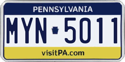 PA license plate MYN5011