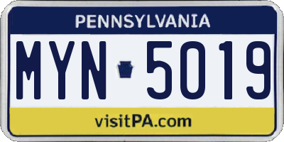 PA license plate MYN5019