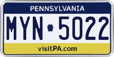 PA license plate MYN5022