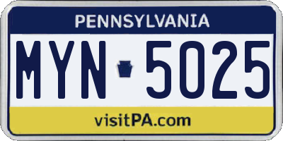 PA license plate MYN5025