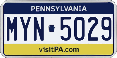 PA license plate MYN5029