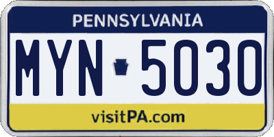 PA license plate MYN5030