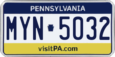 PA license plate MYN5032