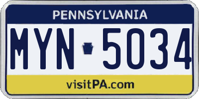 PA license plate MYN5034