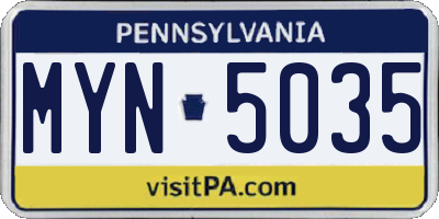 PA license plate MYN5035