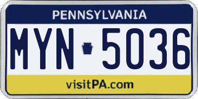 PA license plate MYN5036