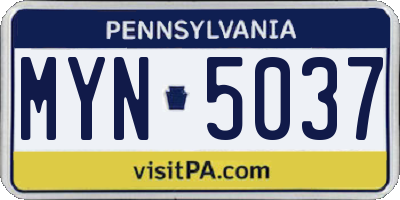 PA license plate MYN5037