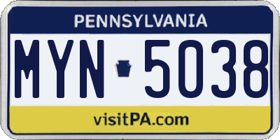 PA license plate MYN5038