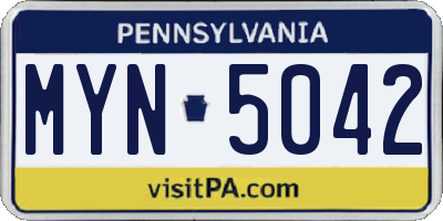 PA license plate MYN5042
