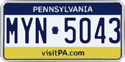 PA license plate MYN5043