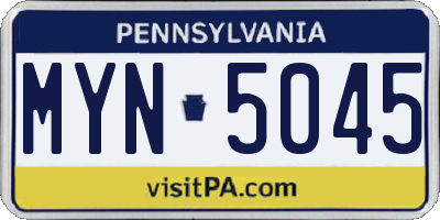 PA license plate MYN5045