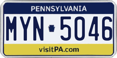 PA license plate MYN5046