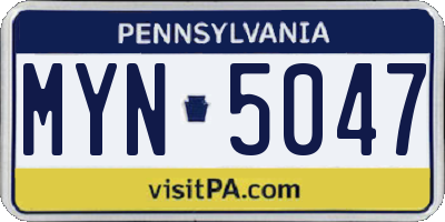 PA license plate MYN5047