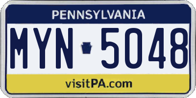 PA license plate MYN5048