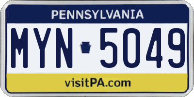 PA license plate MYN5049