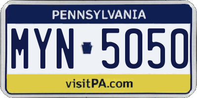 PA license plate MYN5050