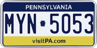 PA license plate MYN5053