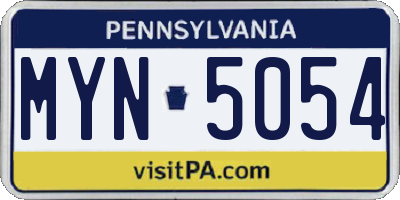 PA license plate MYN5054