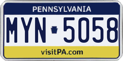 PA license plate MYN5058