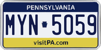 PA license plate MYN5059