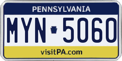 PA license plate MYN5060