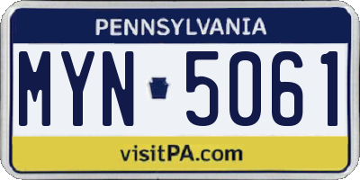 PA license plate MYN5061