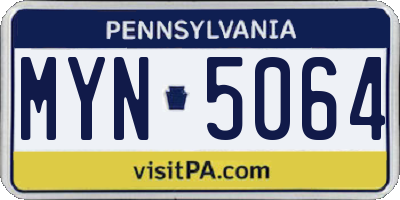 PA license plate MYN5064