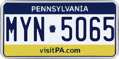 PA license plate MYN5065