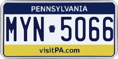 PA license plate MYN5066