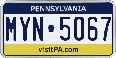 PA license plate MYN5067