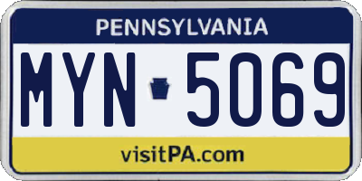 PA license plate MYN5069