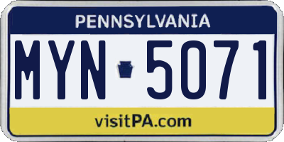 PA license plate MYN5071