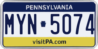 PA license plate MYN5074
