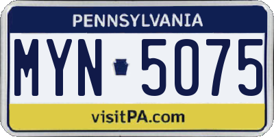 PA license plate MYN5075
