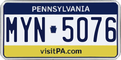 PA license plate MYN5076