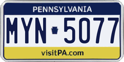 PA license plate MYN5077