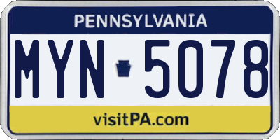 PA license plate MYN5078