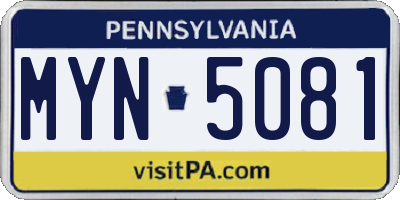 PA license plate MYN5081
