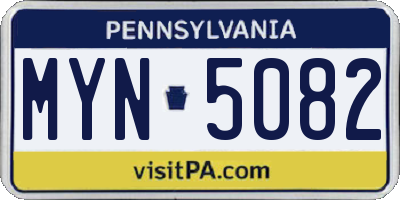 PA license plate MYN5082