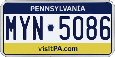 PA license plate MYN5086