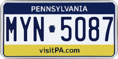 PA license plate MYN5087