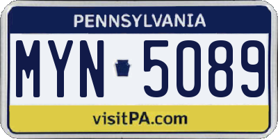 PA license plate MYN5089