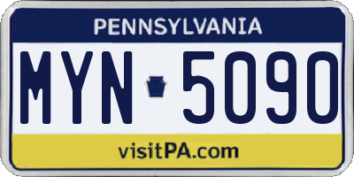 PA license plate MYN5090
