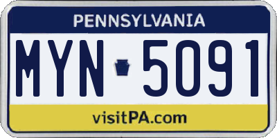 PA license plate MYN5091
