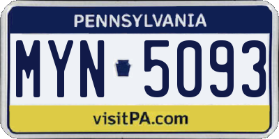 PA license plate MYN5093